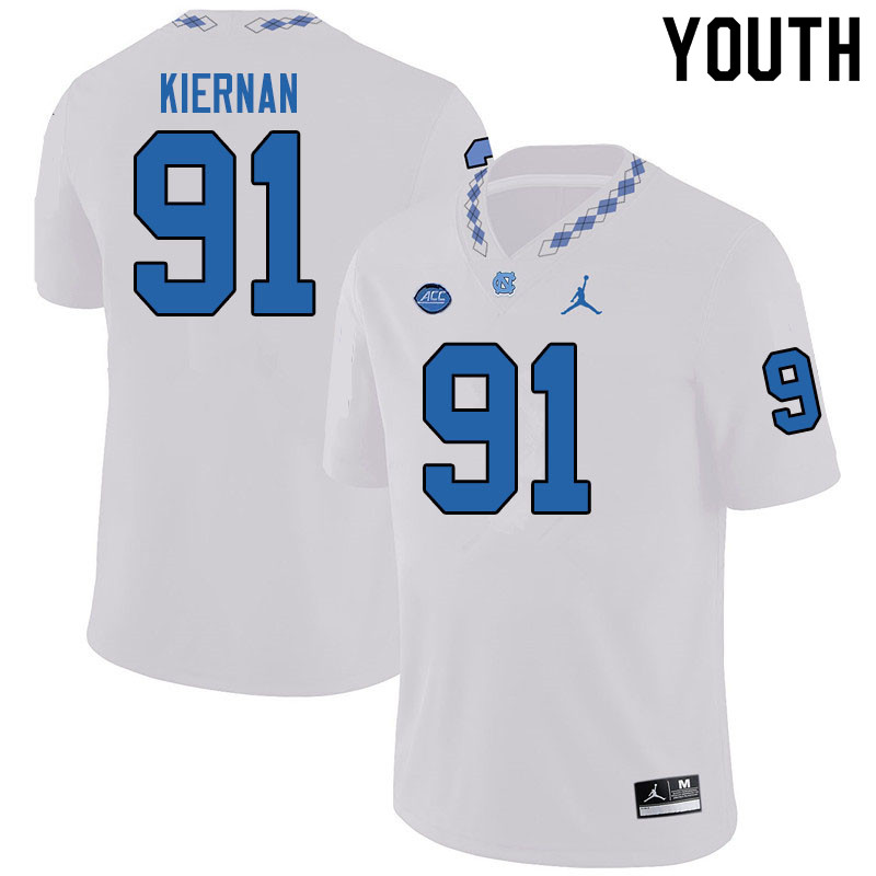 Jordan Brand Youth #91 Ben Kiernan North Carolina Tar Heels College Football Jerseys Sale-White